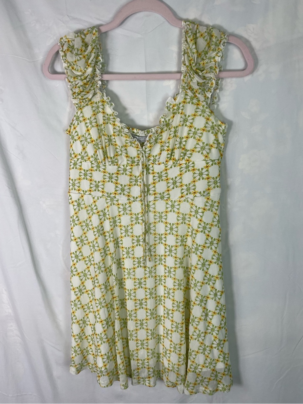 Urban Outfitters Yellow & Green Floral Smocked Minidress